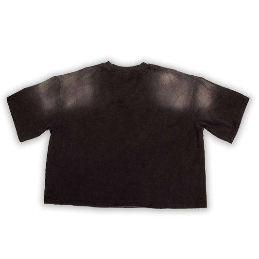 300gsm 100% cotton heavyweight T-shirt with graphic design and unique distressed detailing